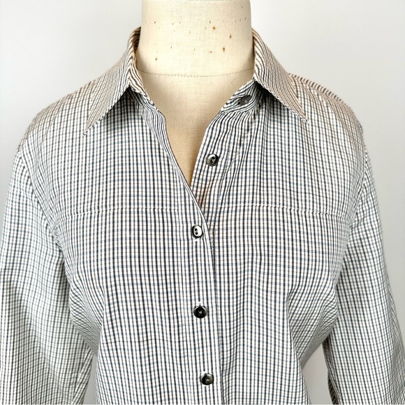 Worth New York 3/4 Length Sleeve Button Down Silk Dress with Drop Waist - Picture 3 of 9